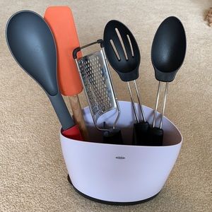 OXO Good Grips® White Holder & Variety of Utensils